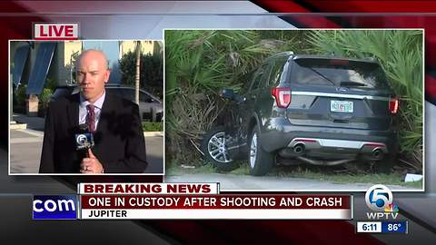 Suspect in custody after shooting and crash