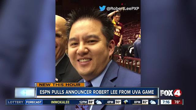 ESPN pulls announcer from game over his name