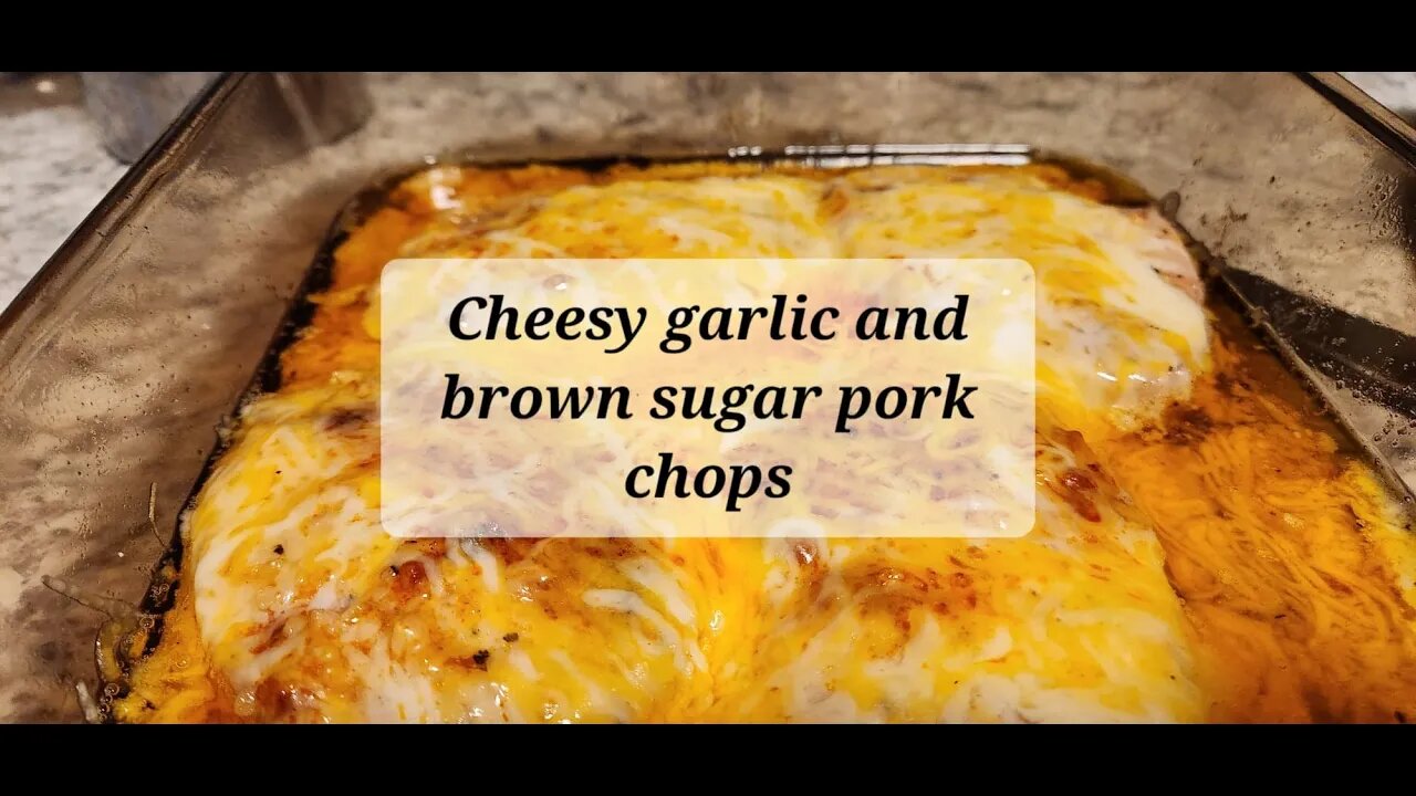 Cheesy garlic and brown sugar pork chops #porkchops