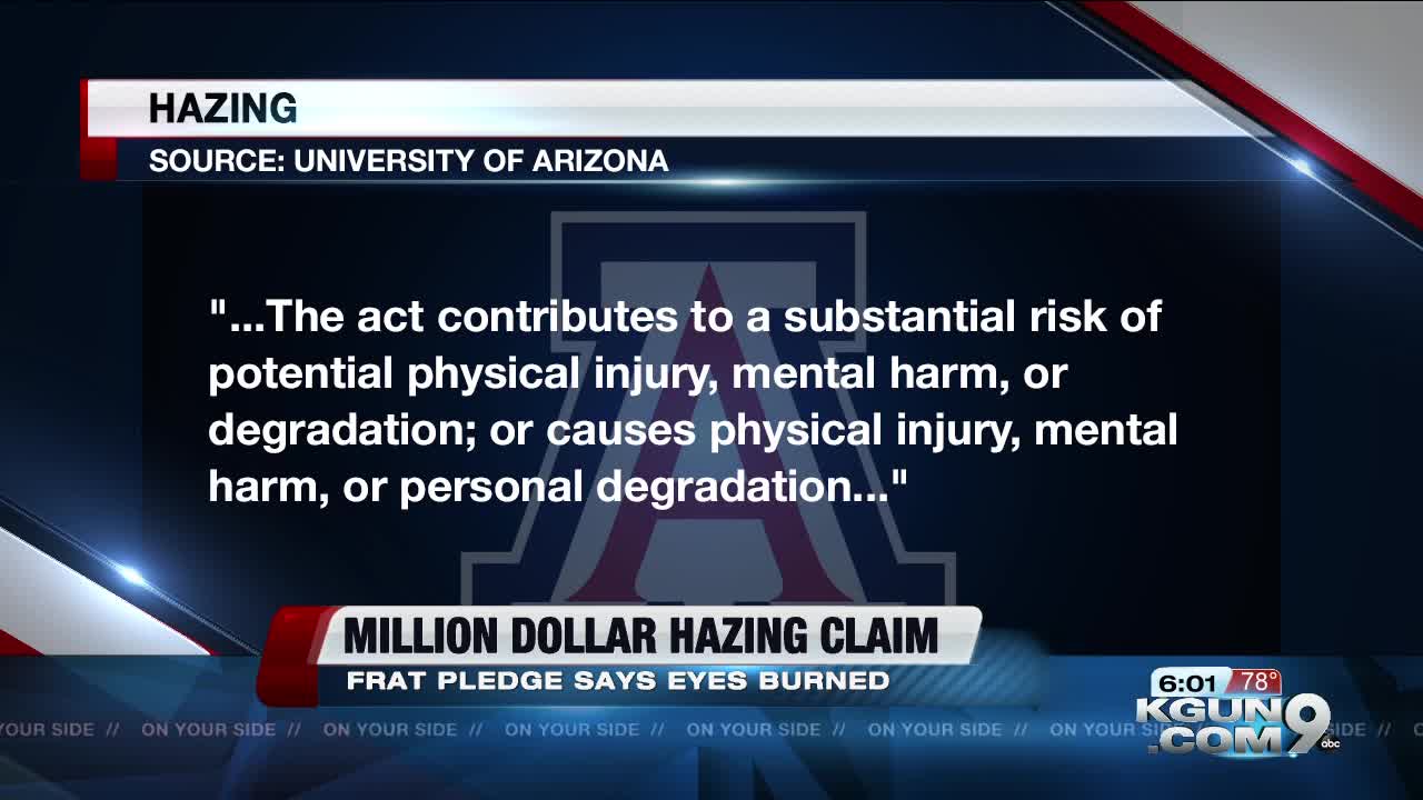 Former UA student says hazing burned his eyes