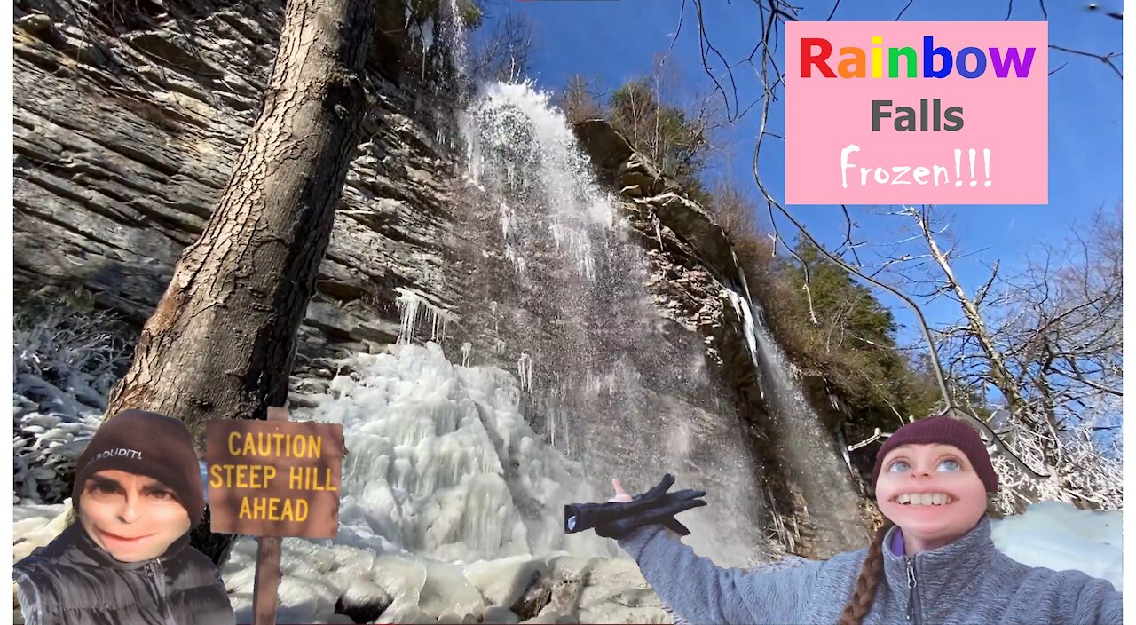 Free comedy en route to Rainbow Falls - Frozen Minnewaska State Park