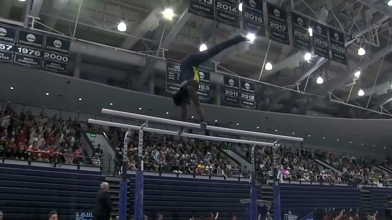 Fred Richards (Michigan) wins the 2023 NCAA men's gymnastics all around title