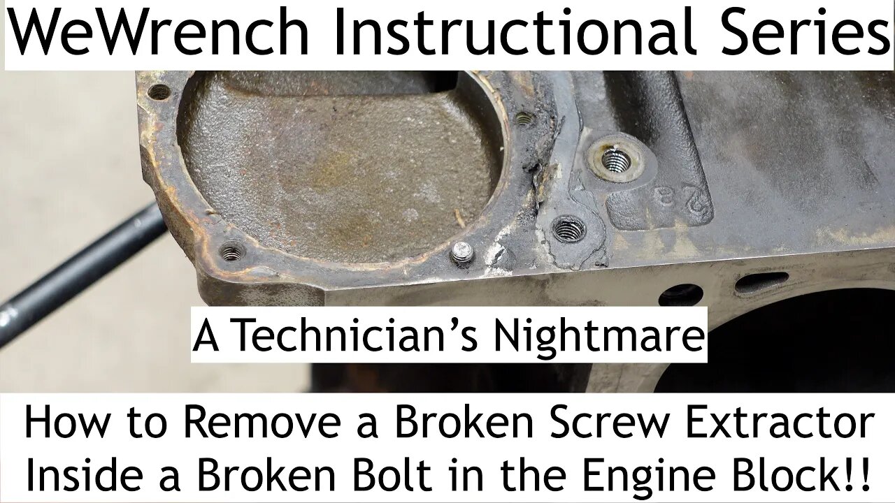 How to remove a broken screw extractor inside a sheared bolt in the block! Technician nightmare!