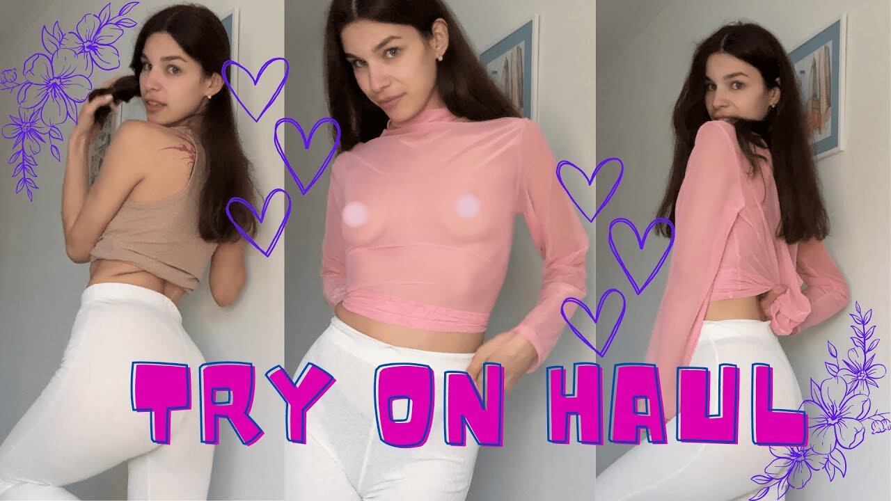 [4K] No Bra | Try On Haul | Very Transparent And See Through | Сhic Pink Sheer Blouse |