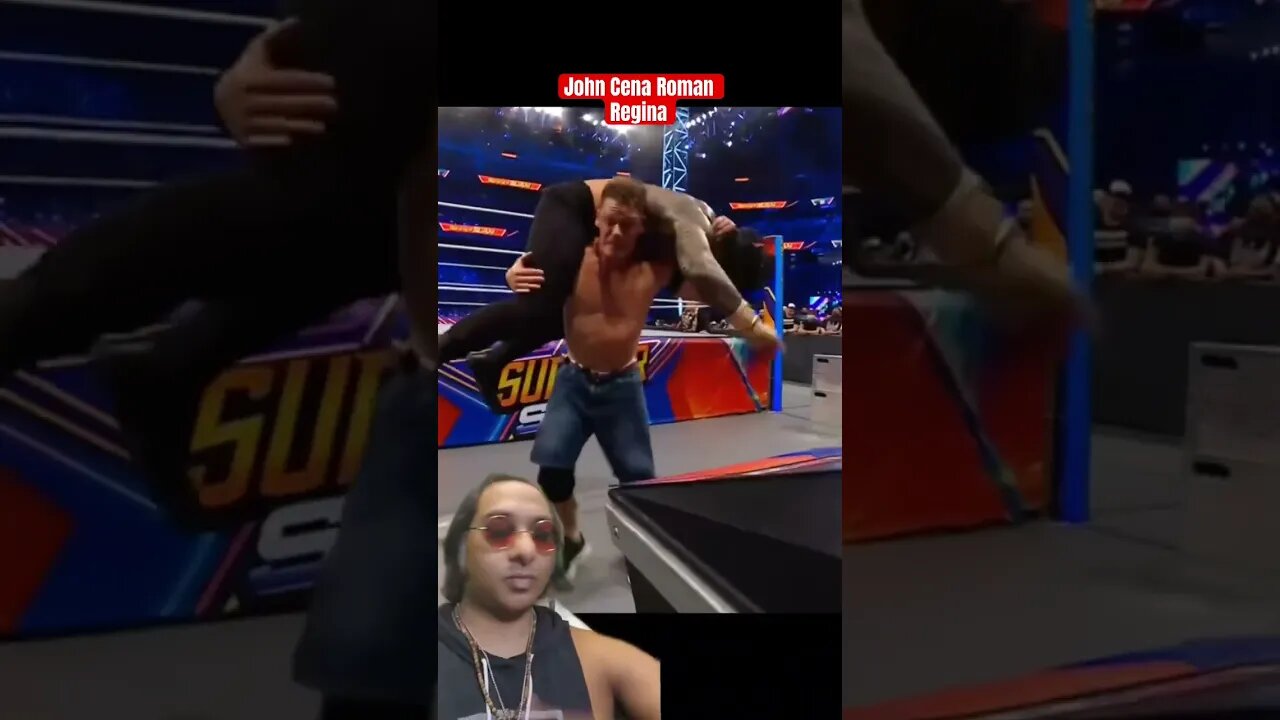 John Cena attitude adjustment Roman Reigns WWE Summerslam 😤
