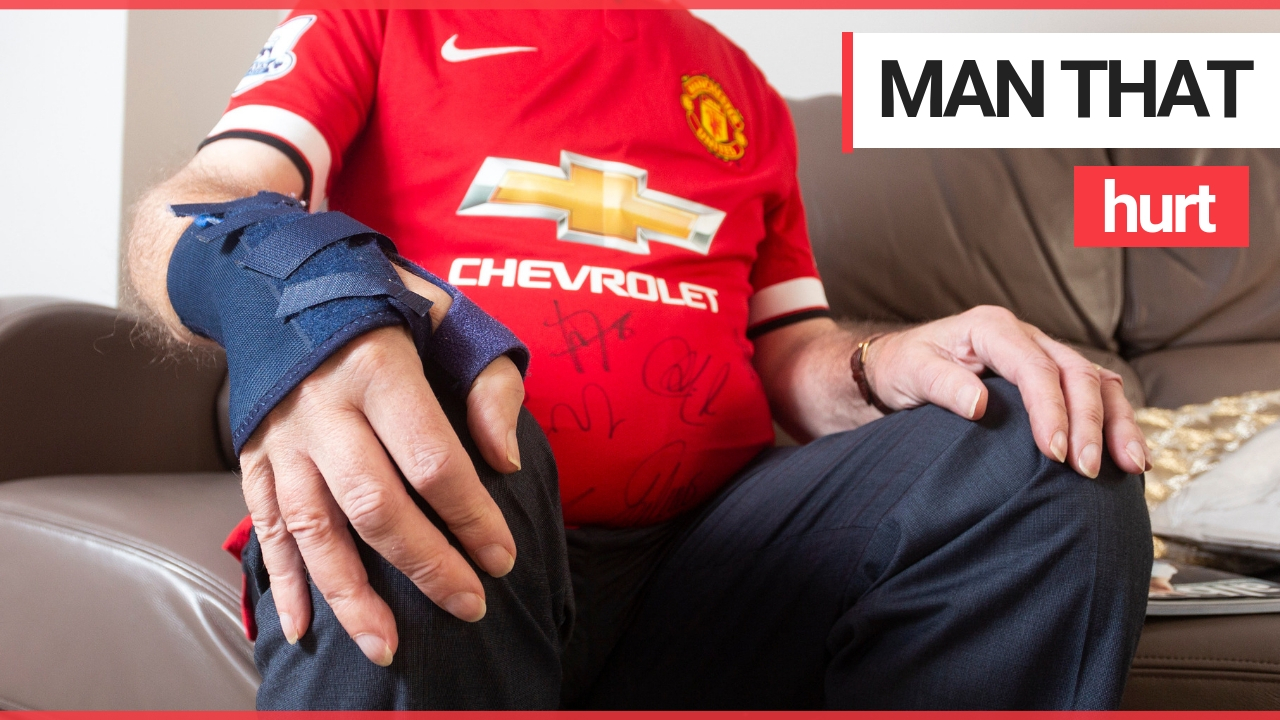 Elderly Man Utd super-fan has touched the ball for the first time ever - and broke his THUMB