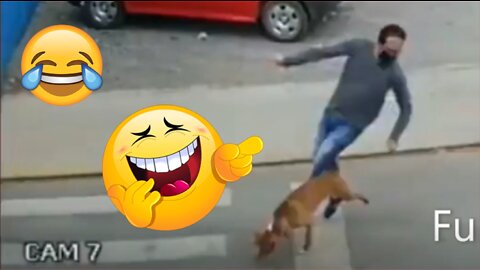 DOG RUNS MAN