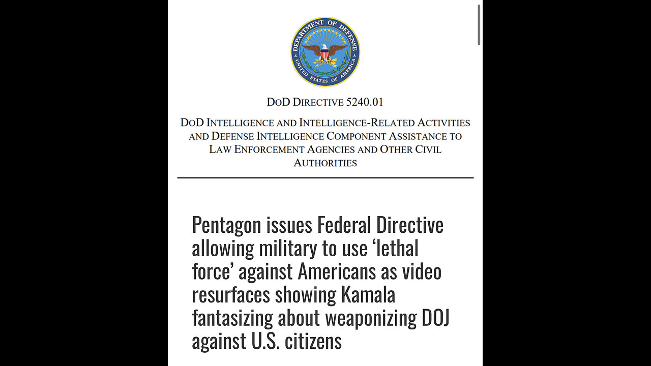 DOD Changes Regulations So Military Can Assist Police in Using Deadly Force Against Americans