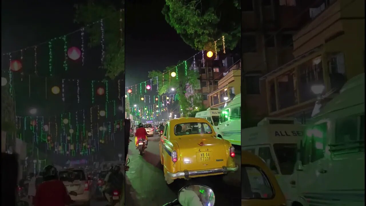 Beautiful Street of Kolkata || focal point #kolkatadurgapuja #kolkatavlog #streetlighting #kolkata