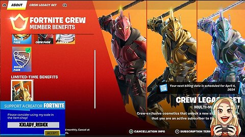 CREW PACK (APRIL 2024) | Get Ares (Outfit), Back Bling and Pickaxe-Fortnite