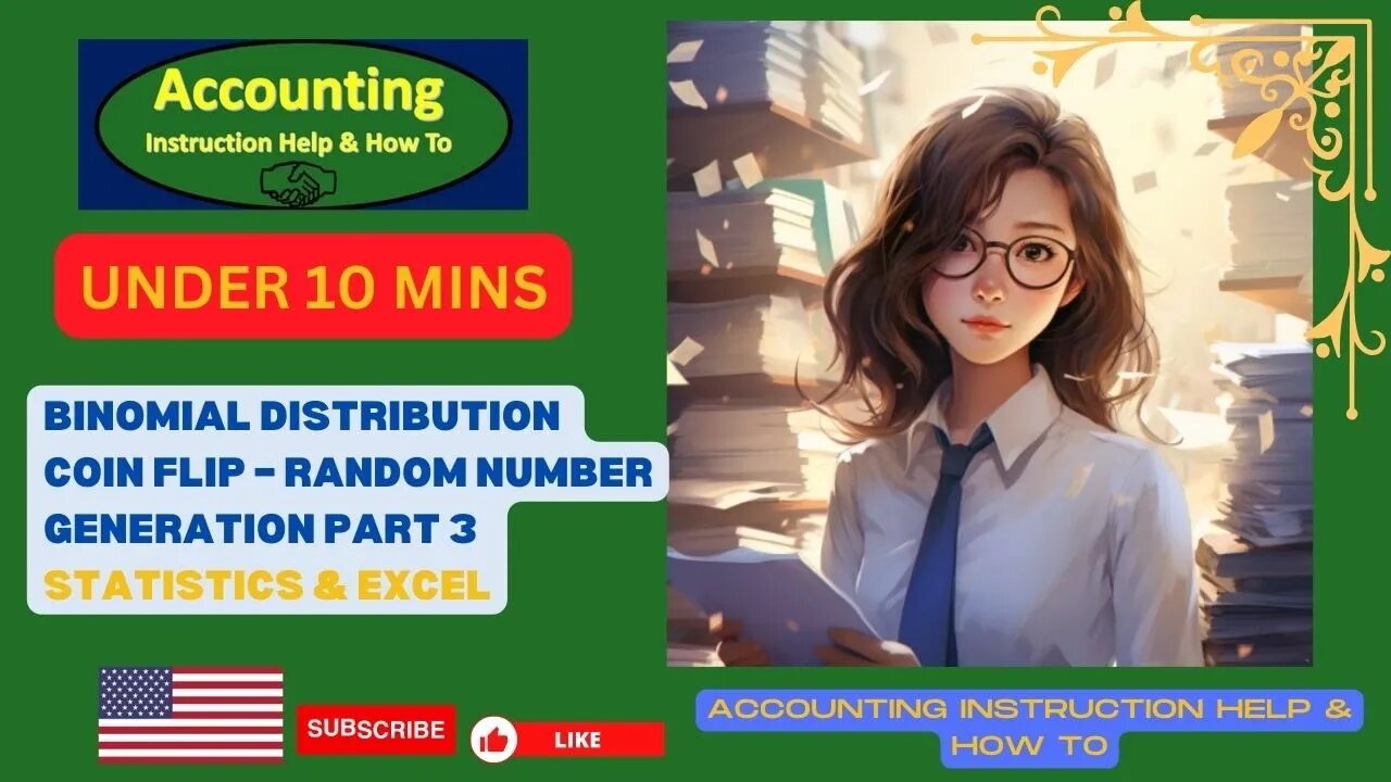 Binomial Distribution – Coin Flip – Random Number Generation Part 3 Statistics & Excel