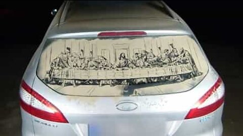 Artista desenha "A Última Ceia" em vidro de carro sujo!