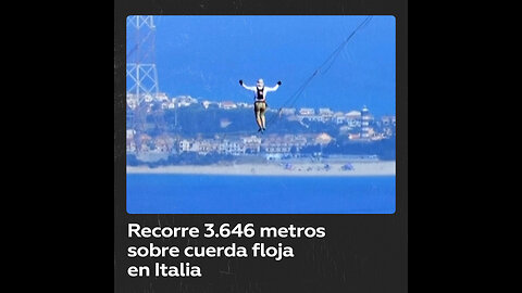 Recorre la mayor distancia sobre cuerda floja en Italia