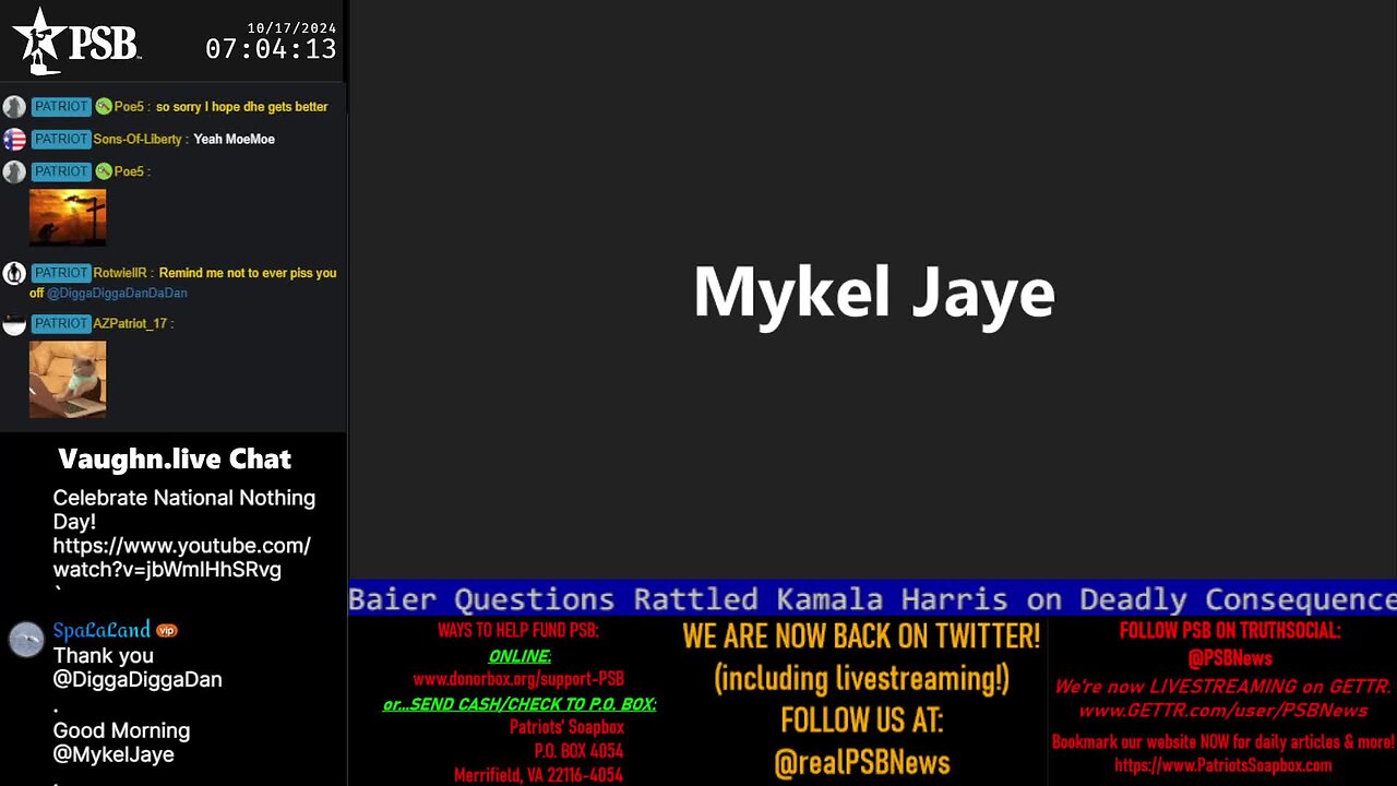 2024-10-17 07:00 EDT - Patriots Soapbox AM: with MykelJaye