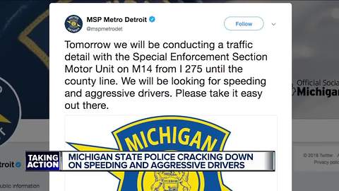 Michigan State Police cracking down on speeding and aggressive drivers