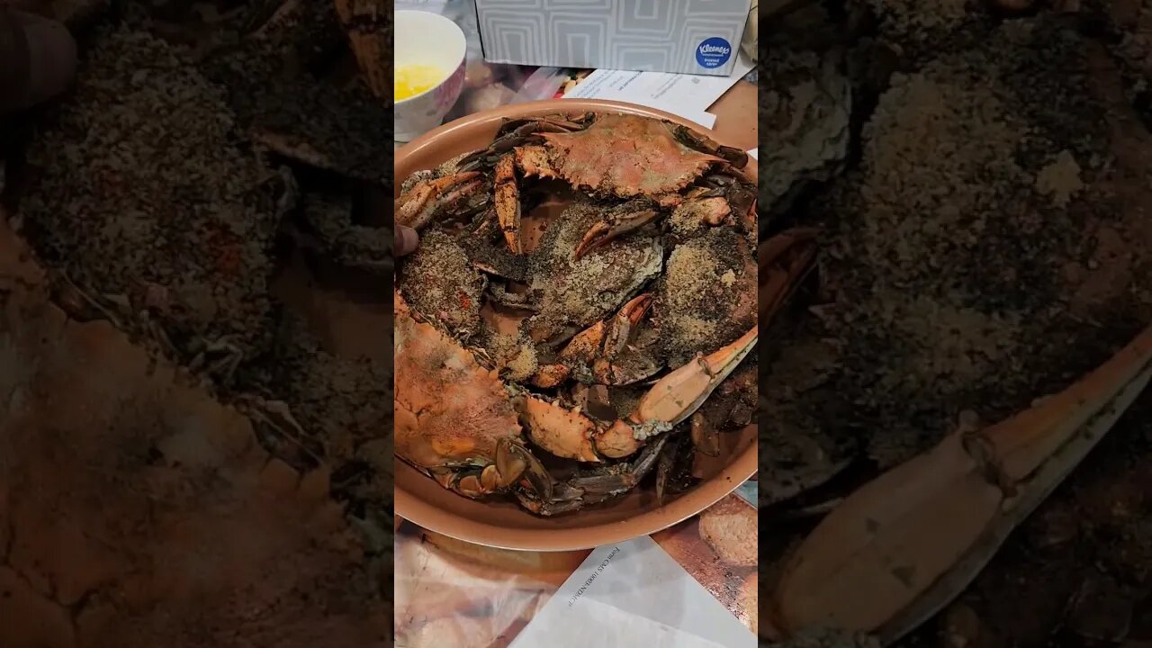 Bigger than my 13" pan #bluecrab #seafoodrecipes #jonesbeach #crab #fishing