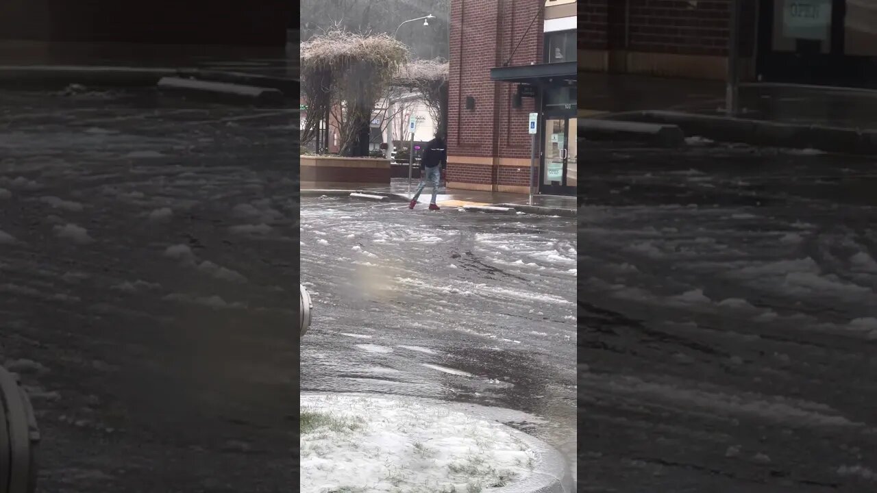 Watch how smooth he got up 🤣 #ice #snow