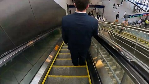escalator. tube station. London speedlapse GoPro 10th July 2023