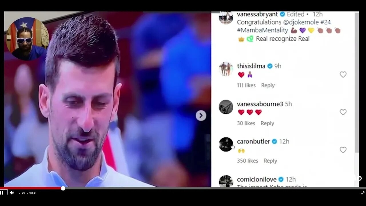 NOVAK DJOKOVIC WINS 24 GRAND SLAM CELEBRATES WITH HIM AND KOBE SHIRT !!!