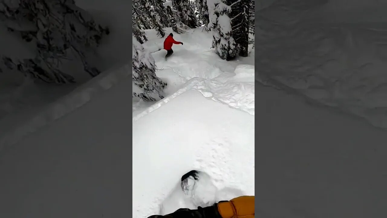 When riding flats in pow, always follow your buddies tracks #short #shorts #snowboarding #snowboard