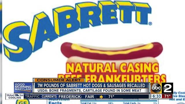 Sabrett hot dogs recalled over pieces of bone