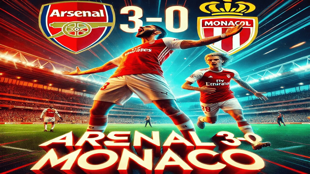 ARSENAL 3 - 0 MONACO. FULL HIGHLIGHTS AND GOALS