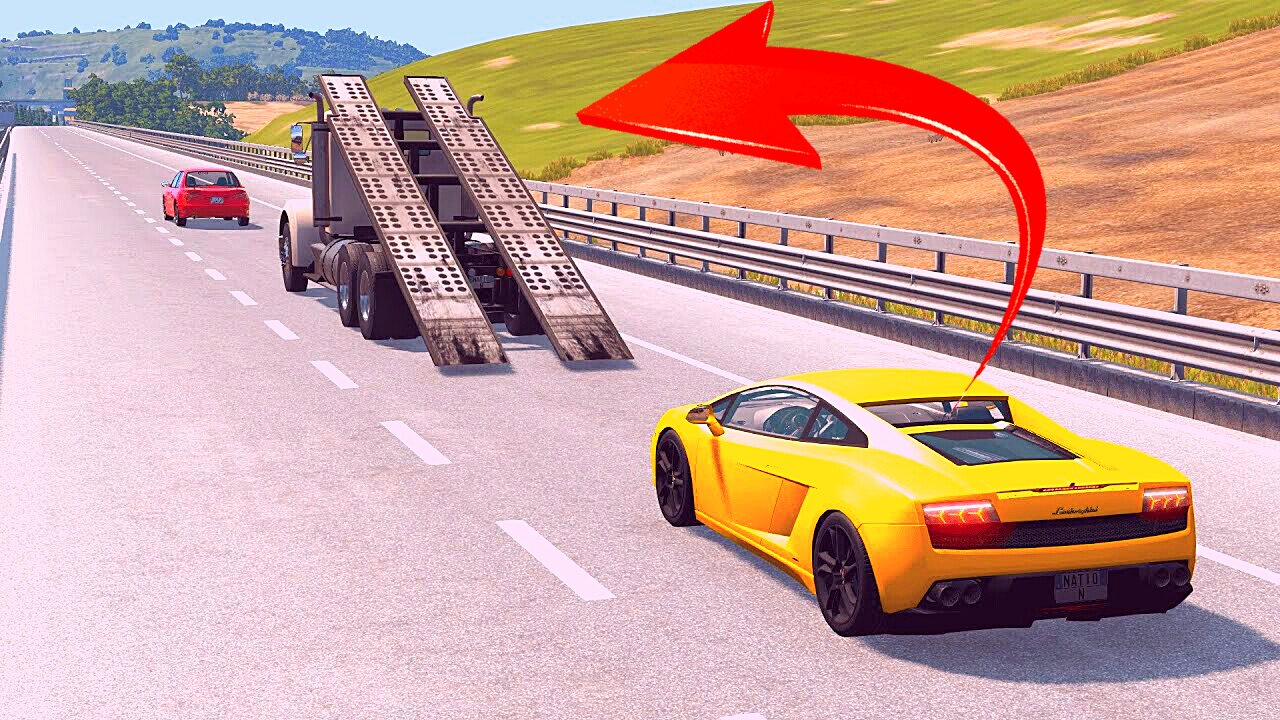 Cars vs Ramp Truck – BeamNG.Drive