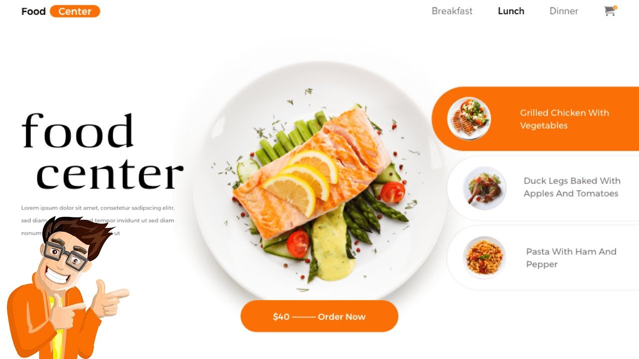 UI Design Tutorial | Food and Restaurant Web UI Design in Adobe XD | WebDesignGeek