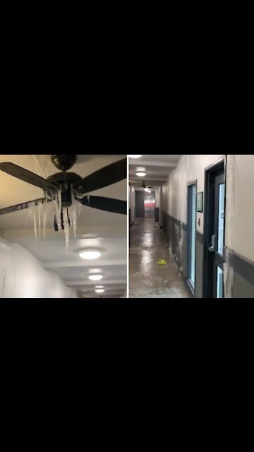 Water pipe bursts in Dallas apartment building during snowstorm