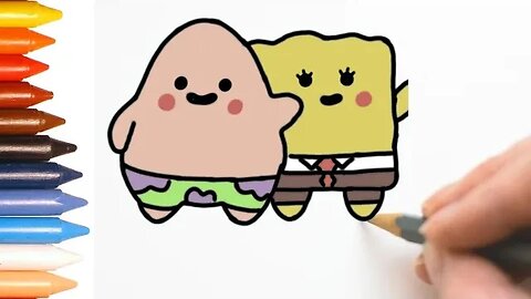 COMO DESENHAR PATRICK E BOB ESPONJA KAWAII - FÁCIL