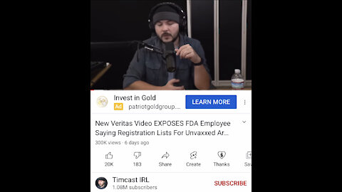 TSVN168 9.2021 Timcast New Veritas Video EXPOSES FDA Employee Saying Registration Lists For Unvaxxed