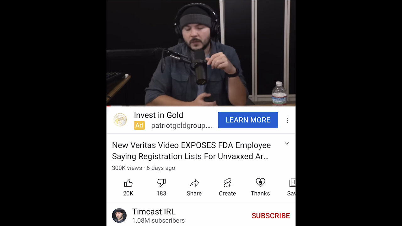 TSVN168 9.2021 Timcast New Veritas Video EXPOSES FDA Employee Saying Registration Lists For Unvaxxed