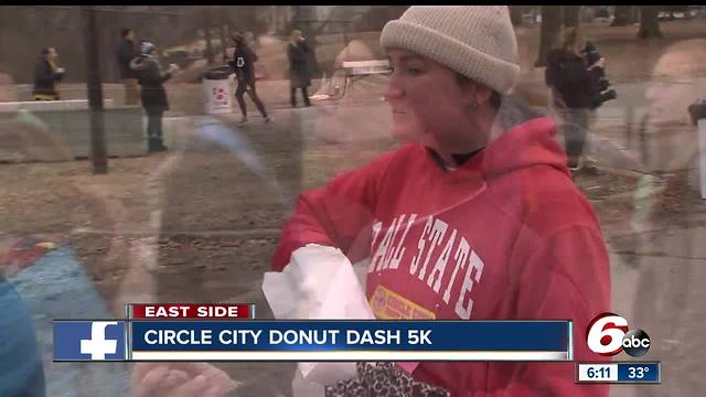 Running to support Teachers' Treasures while eating a dozen donuts