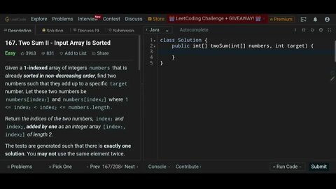 Two Sum II - Input Array Is Sorted - LeetCode 167