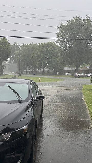 pouring down rain and lightning