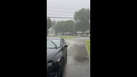 pouring down rain and lightning