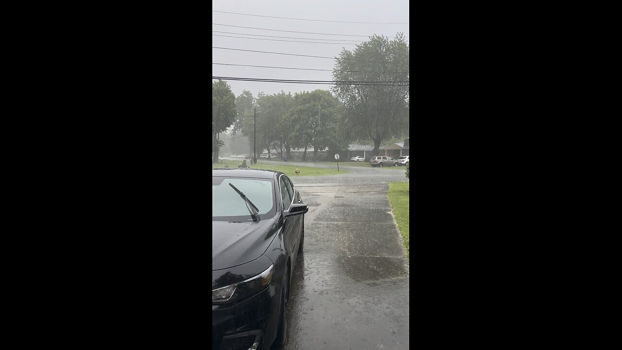 pouring down rain and lightning