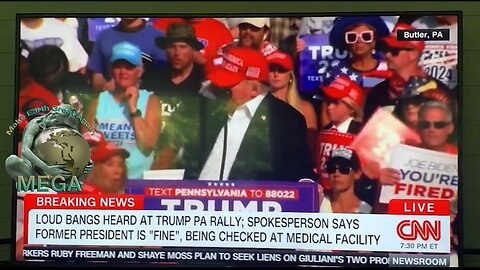 I call BULLSHIT - If SEVERAL (5??) LIVE ROUNDS were fired, one grazing Trump, WHY WERE THERE NOT MORE STANDING/SITTING BEHIND HIM TAKEN DOWN??? IT'S NOT THAT THERE'S NO ONE THERE BEHIND HIM!