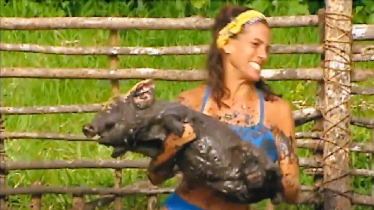 Pig Pen (1 of 2) Reward Challenge | Survivor: Vanuatu | S09E06: Hog Tied