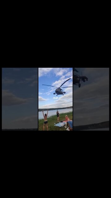 Russian Mi-8 and Mi-24 helicopter pilots entertain residents of the LPR