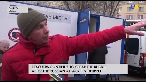 Rescuers continue to clear the rubble after Russian attack on Dnipro