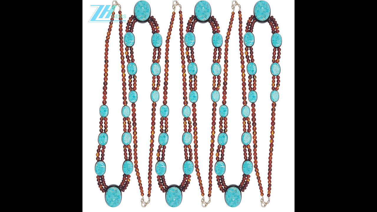 Amber Natural turquoise 25.7g color red match blue combination jewelry necklace delicate gift