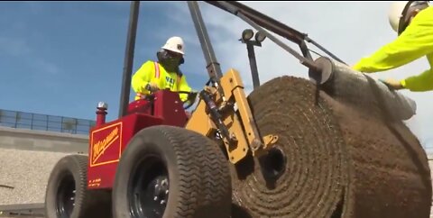 Field installation begins for Allegiant Stadium