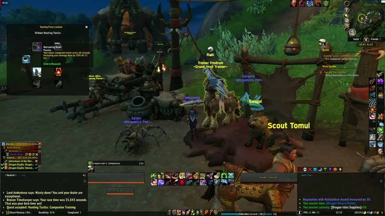 World of Warcraft Dragonflight Hunting Tactics Companion Training