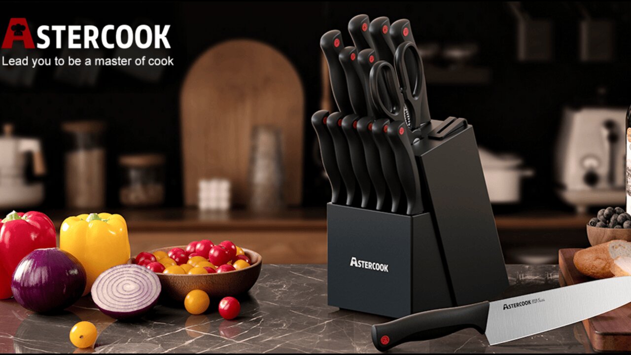 Astercook Knife Set, 15 Pieces Kitchen knives Set