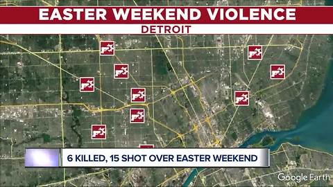 15 shot, 6 killed over violent Easter weekend in Detroit