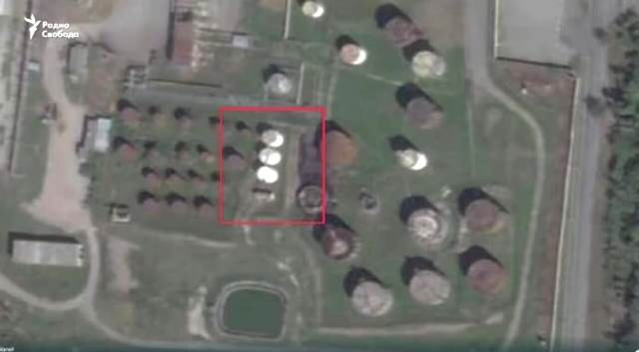 ტელეგრამი. 7 მაისს ლუგანსკში ატაკამსით აფეთქებული ნავთობბაზის სატელიტური ფოტო. 09. 05. 2024