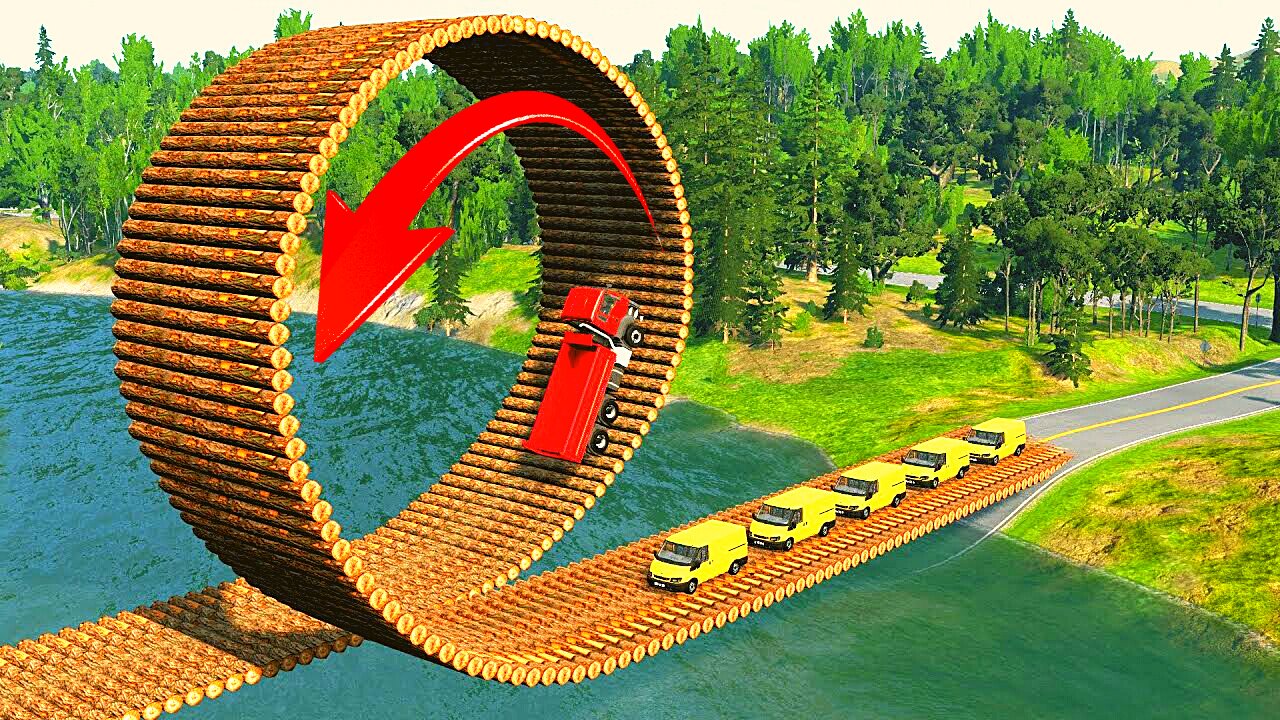 Cars vs Loop Bridge - BeamNG.Drive