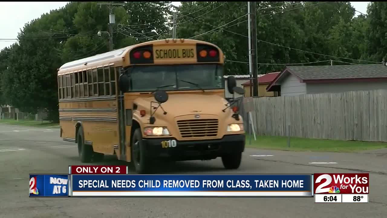 Special needs child removed from class, taken home