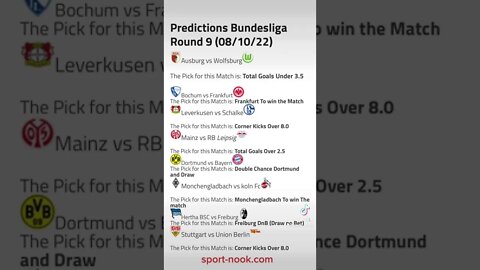 #shorts Football Germany Bundesliga Tips And Predictions 08/10/22